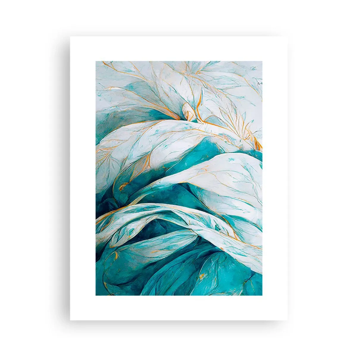 Poster - Blaue Abstraktion mit goldenem Motiv - 30x40 cm
