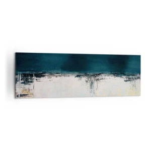 Bild auf Leinwand - Leinwandbild - Abstrakte horizontale Komposition in Marineblau- und Weißtönen - 160x50cm - Horizontale Komposition - Moderne Wanddekoration für Wohnzimmer und Schlafzimmer ARTTOR