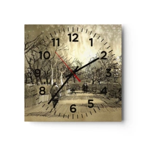 Wanduhr - Glasuhr - Ein Moment mit einer Feder angehalten - 30x30 cm