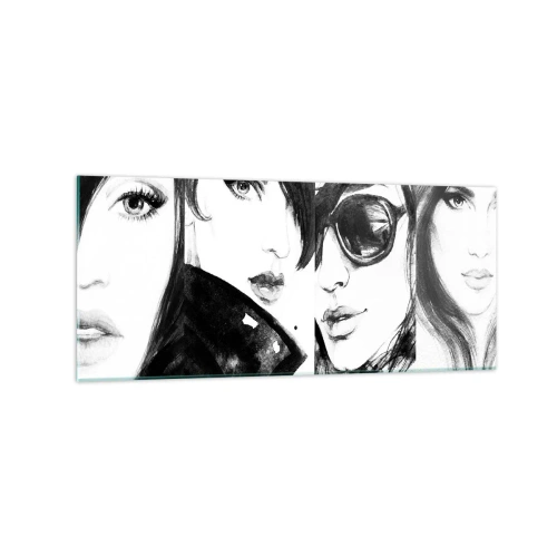 Glasbild - Bild auf glas - Stilvolle Frauenporträts in monochromen Tönen - 120x50cm - Schönheit multipliziert - Moderne Wanddekoration für Wohnzimmer und Schlafzimmer ARTTOR