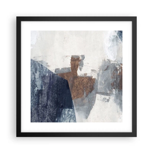 Poster in einem schwarzem Rahmen - Blaue und braune Formen - 40x40 cm