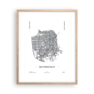 Poster in einem Rahmen aus heller Eiche - Anatomie von San Francisco - 40x50 cm