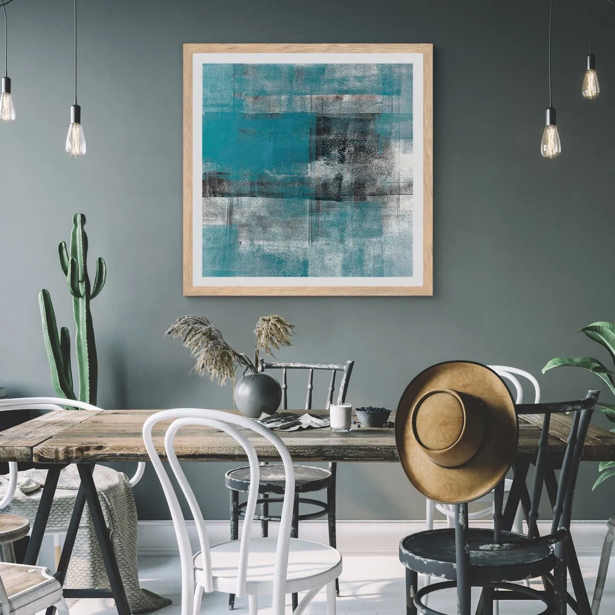 Poster in einem Rahmen aus heller Eiche - Wasser und Luft - 40x40 cm