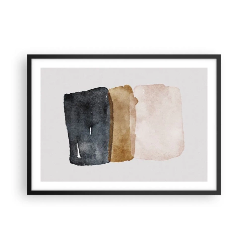Poster in einem schwarzem Rahmen - Eine minimalistische Komposition aus drei Rechtecken in Erdtönen. - 70x50cm - Die Komposition der Farben der Erde - Moderne Wanddekoration für Wohnzimmer und Schlafzimmer ARTTOR