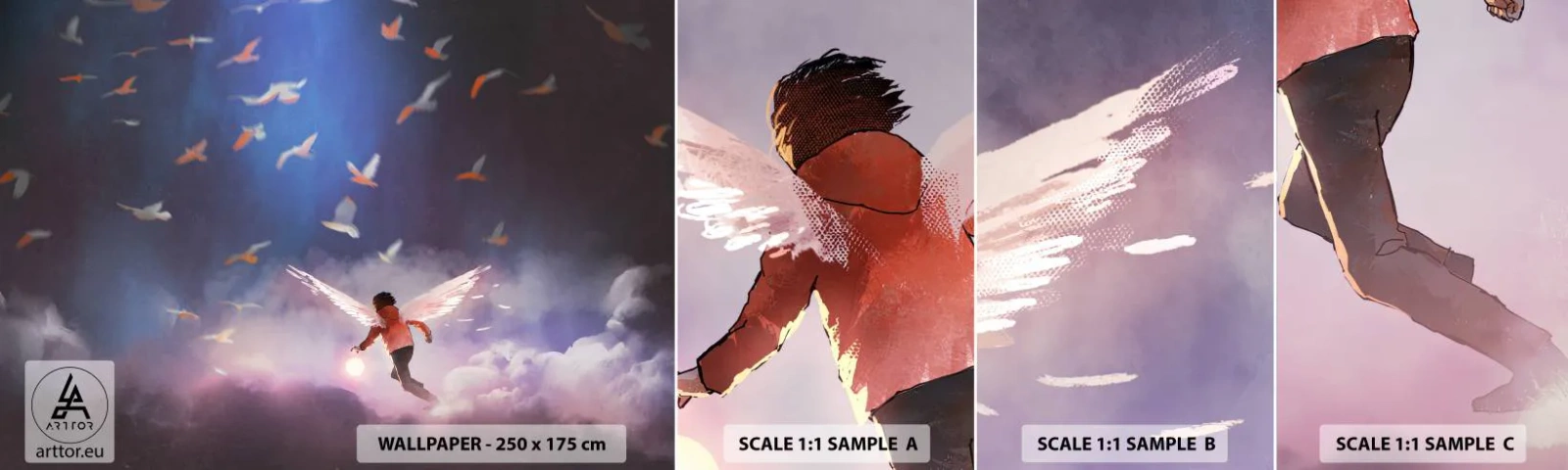 Fototapeten Muster Selbstklebend Deluxe Sticker - Du brauchst Fantasie und Mut - Abstraktion, Fantasie, Ikarus - 100x30 cm