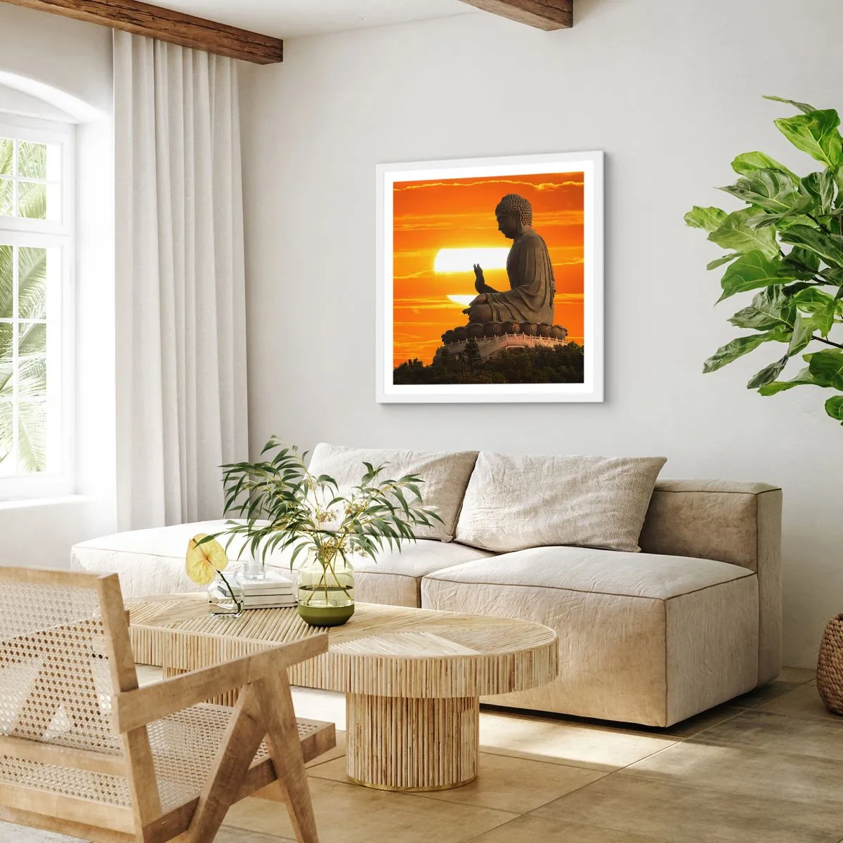 Poster in einem weißen Rahmen - Keine Angst vor der Welt - 50x50 cm