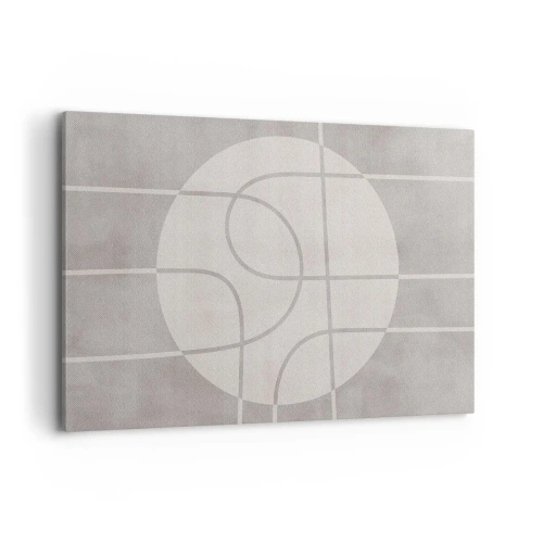 Bild auf Leinwand - Leinwandbild - Geometrisches Muster in Grau- und Weißtönen - 120x80cm - Kreisförmig und geradeaus - Moderne Wanddekoration für Wohnzimmer und Schlafzimmer ARTTOR
