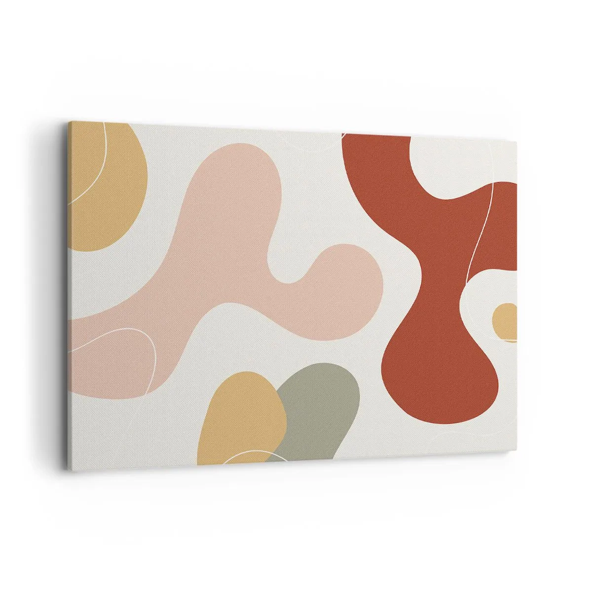 Bild auf Leinwand - Leinwandbild - Eine abstrakte Komposition in Pastelltönen mit dynamischen Formen. - 100x70cm - Kringel oder Schnörkel? - Moderne Wanddekoration für Wohnzimmer und Schlafzimmer ARTTOR