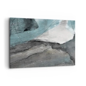 Bild auf Leinwand - Leinwandbild - Abstrakte Komposition in Grau- und Blautönen - 120x80cm - Abstraktion: Felsen und Eis - Moderne Wanddekoration für Wohnzimmer und Schlafzimmer ARTTOR