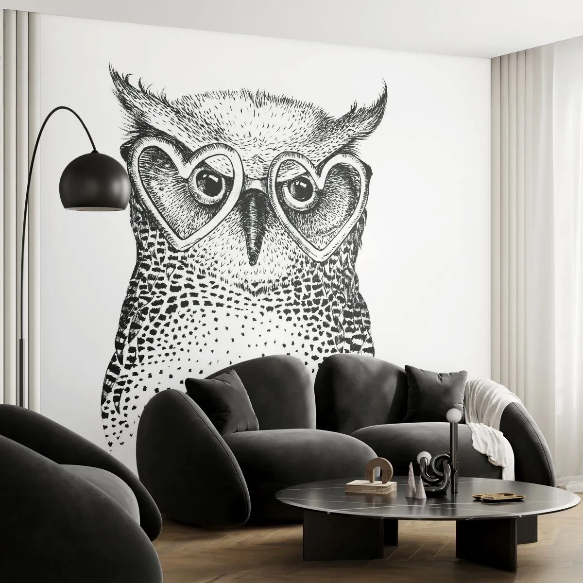 Fototapete Standard Eco - Klug und mit Liebe - Eule, Für Kinder, Tiere - 250x175 cm