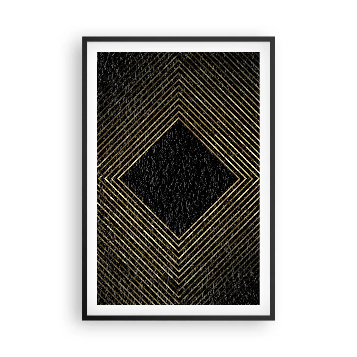 Poster in einem schwarzem Rahmen - Geometrie im glamourösen Stil - 61x91 cm