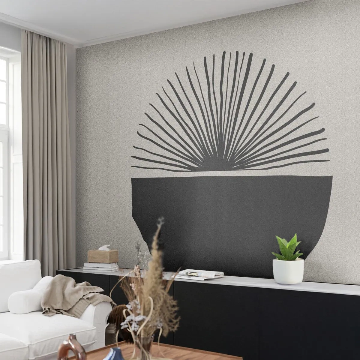 Maßgeschneiderte Fototapete Premium Sand - Eine Reihe von Möglichkeiten - Boho, Minimalistisch, Skizzieren