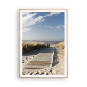 Poster in einem Rahmen aus heller Eiche - Hinter der Düne, im Rauschen des Grases - 70x100 cm