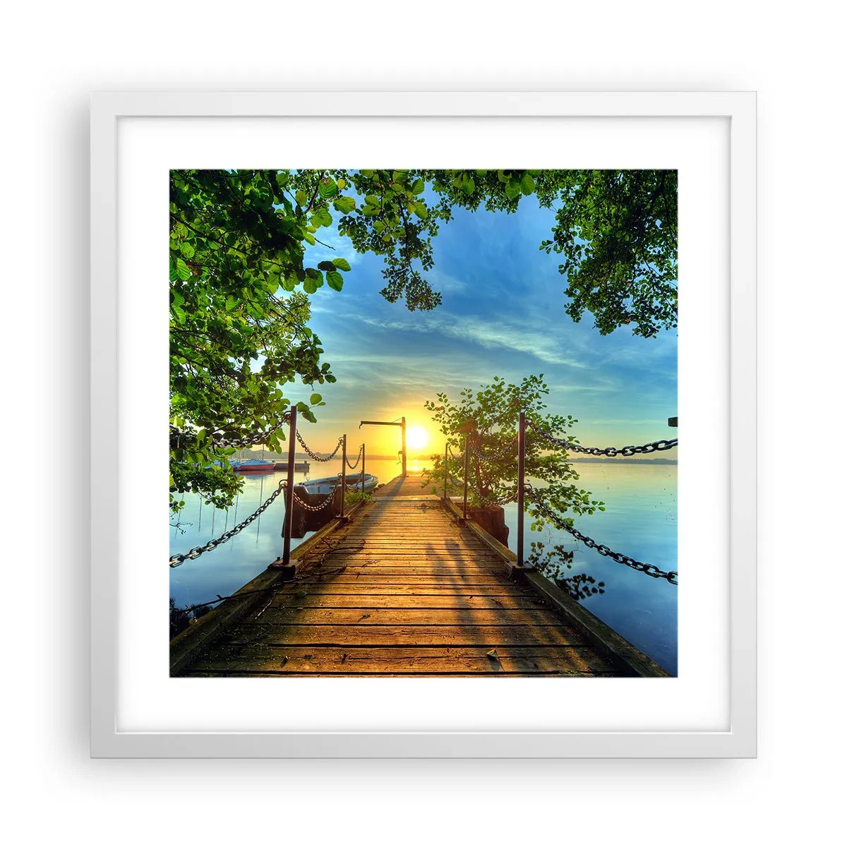 Poster in einem weißen Rahmen - Westen auf dem Wasser - 40x40 cm
