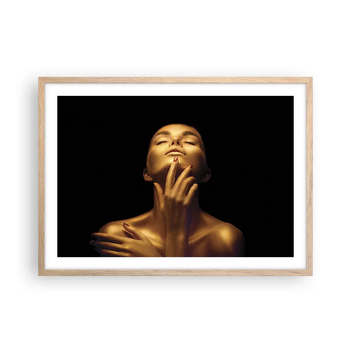 Poster in einem Rahmen aus heller Eiche - Wie goldene Seide - 70x50 cm