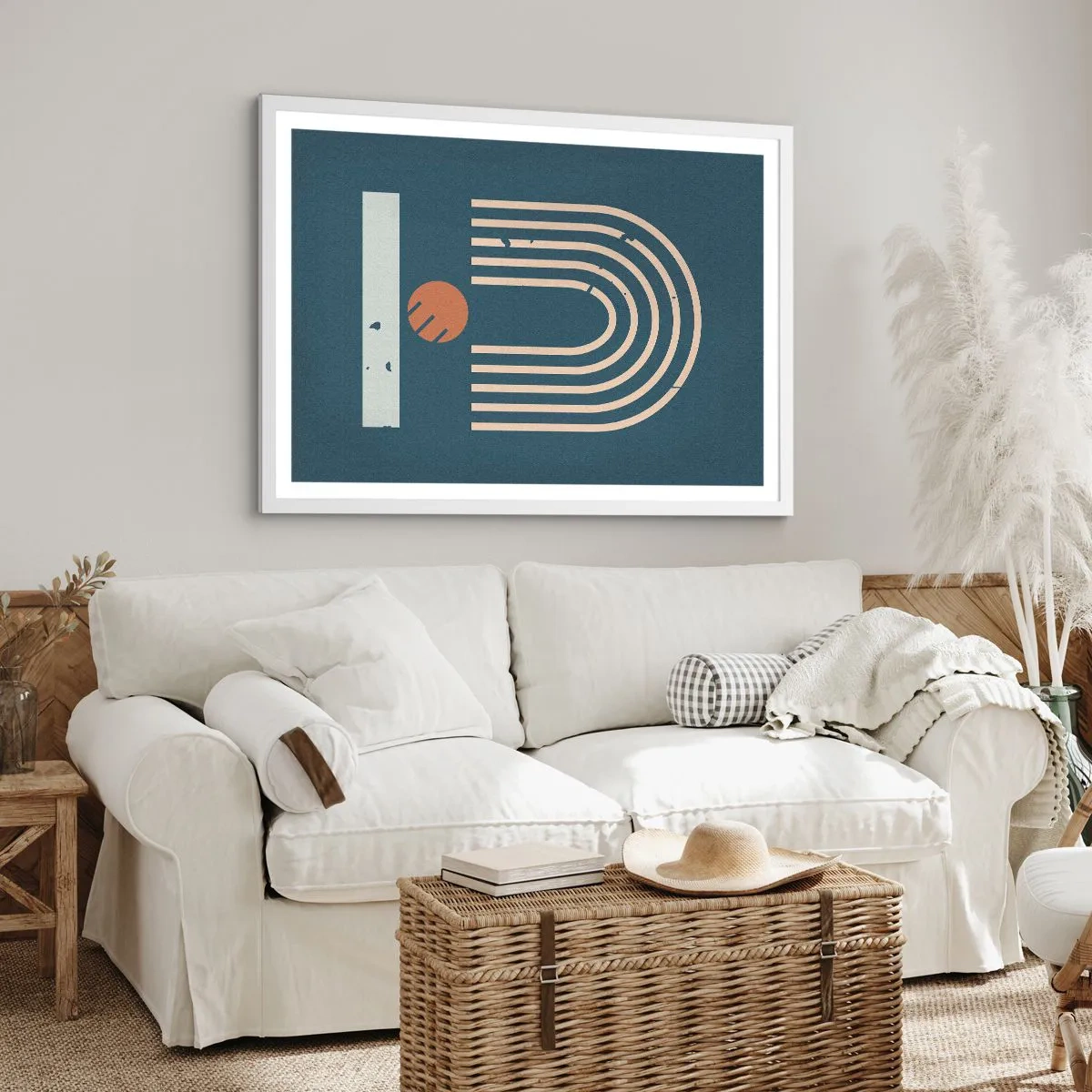 Poster in einem weißen Rahmen - Geometrie auf dem Granatapfel - 70x50 cm