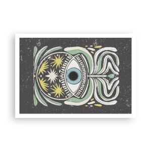 Poster - Ein symbolisches Auge, umgeben von abstrakten Mustern - 100x70cm - Stammesrituale - Moderne Wanddekoration für Wohnzimmer und Schlafzimmer ARTTOR