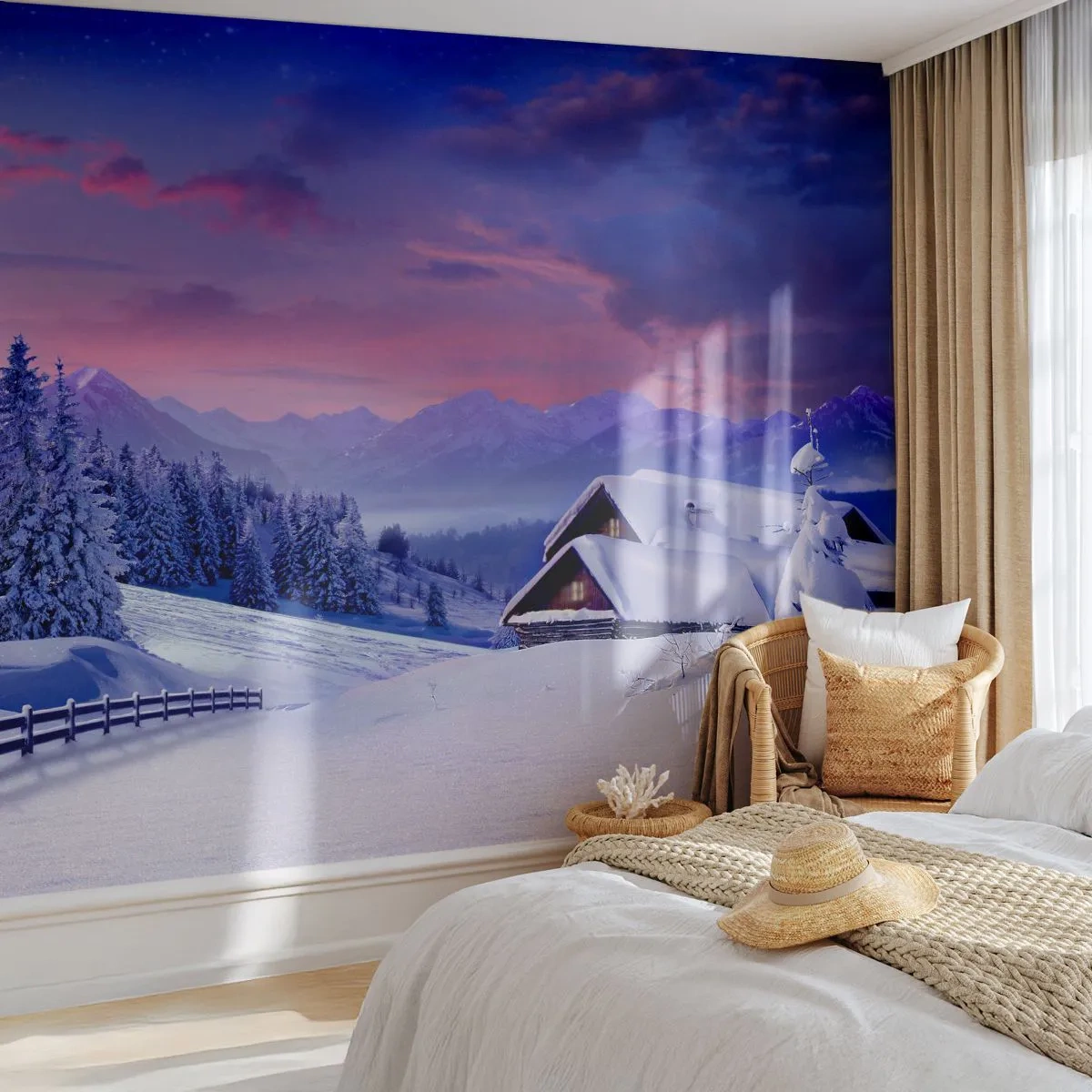 Fototapete Standard Eco - Stille Nacht - Landschaft, Winter, Alpen - 400x280 cm