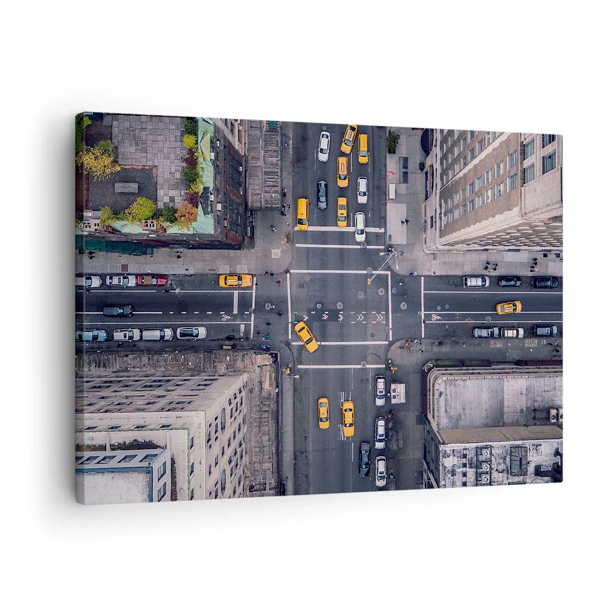 Bild auf Leinwand - Leinwandbild - Luftaufnahme einer belebten Stadtstraße - 70x50cm - Eine einfache Wahl - Moderne Wanddekoration für Wohnzimmer und Schlafzimmer ARTTOR