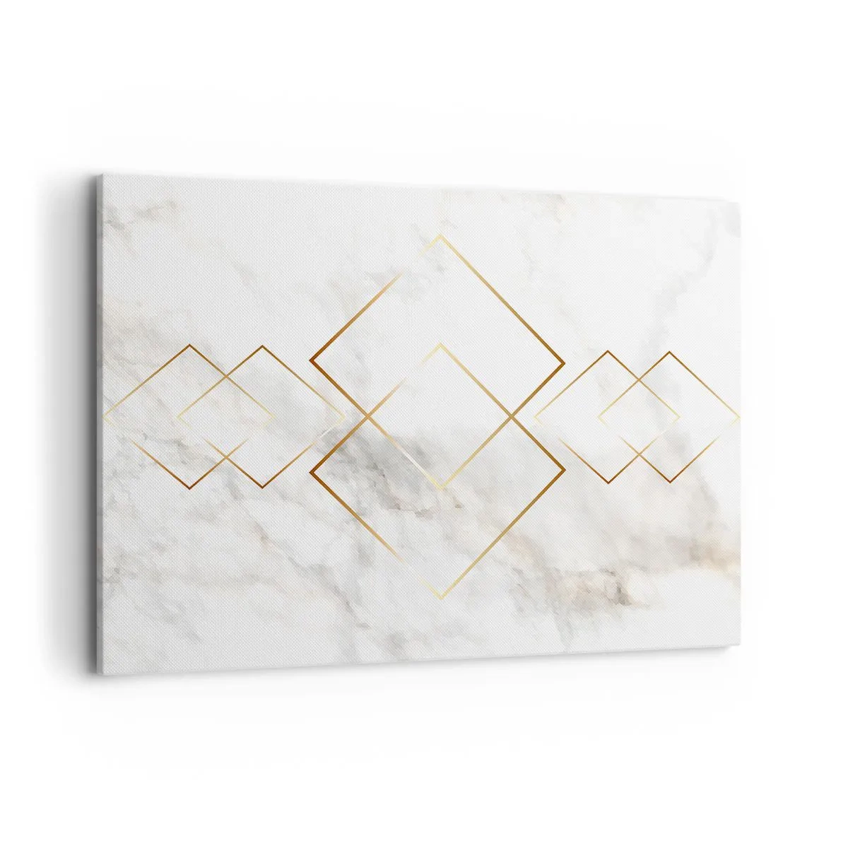 Bild auf Leinwand - Leinwandbild - Minimalistische goldene Rauten auf Marmorhintergrund - 120x80cm - Ein Blick in die Unendlichkeit - Moderne Wanddekoration für Wohnzimmer und Schlafzimmer ARTTOR