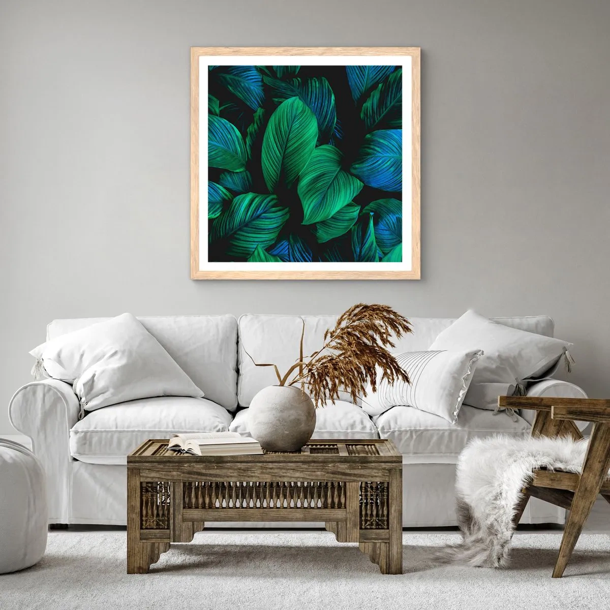 Poster in einem Rahmen aus heller Eiche - In der grünen Menge - 50x50 cm