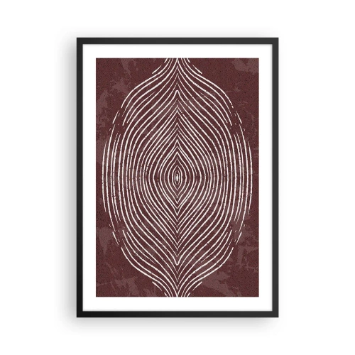 Poster in einem schwarzem Rahmen - Ein hypnotisches Muster aus weißen Linien auf braunem Hintergrund. - 50x70cm - Der Raum spricht - Moderne Wanddekoration für Wohnzimmer und Schlafzimmer ARTTOR