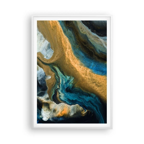 Poster in einem weißen Rahmen - Blau - Gelb - gegenseitige Beeinflussung - 70x100 cm