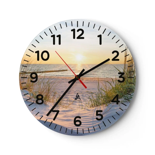 Wanduhr - Glasuhr - Das Rauschen des Meeres, der Gesang der Vögel, ein wilder Strand im Gras ... - 30x30 cm
