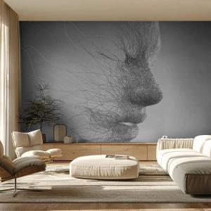 Fototapete Premium Canvas - Künstlerisches Gesichtsprofil mit zarten Linien - 100x70cm - Der Geist des Windes - Moderne Wanddekoration für Wohnzimmer und Schlafzimmer ARTTOR