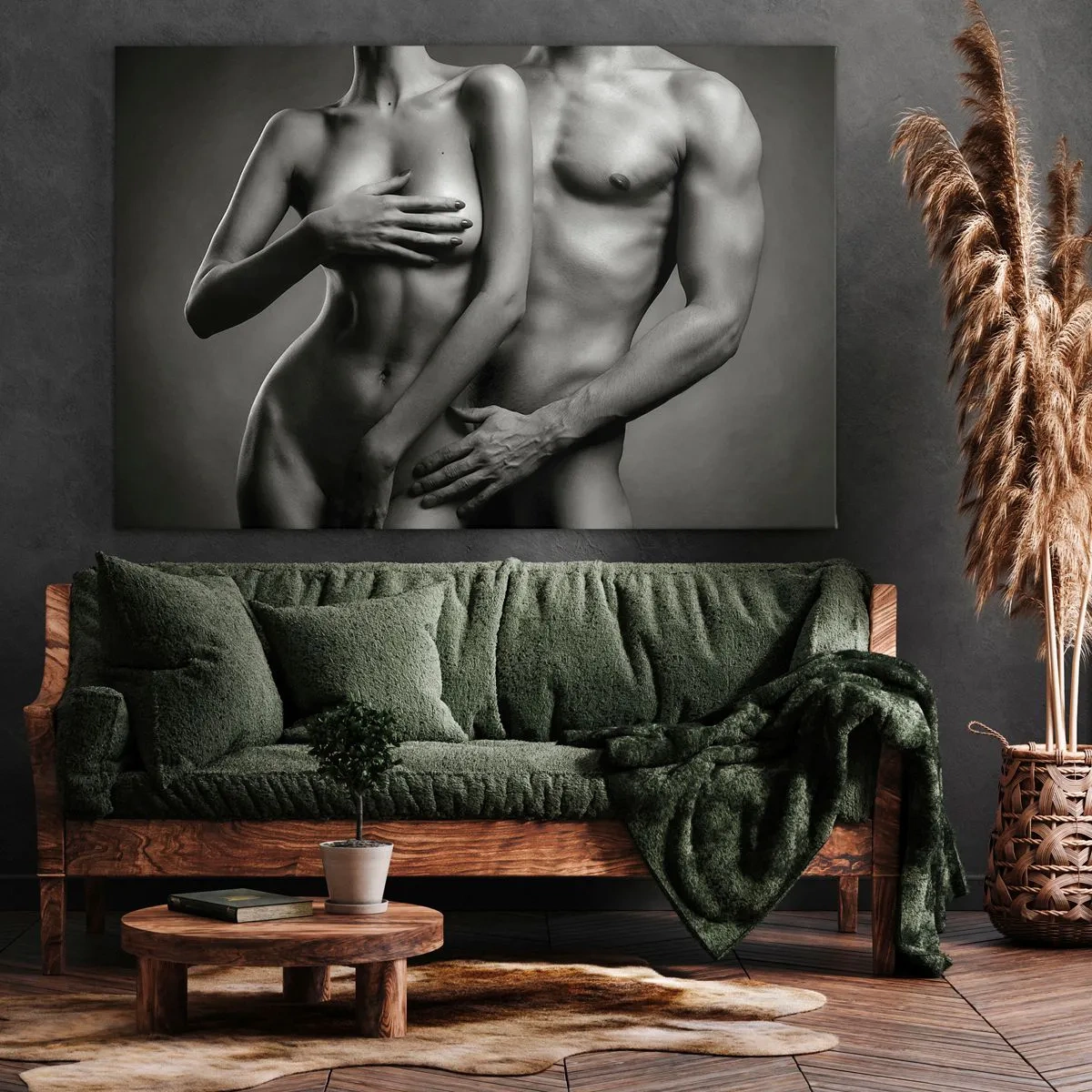 Bild auf Leinwand - Leinwandbild - Schwarz-weiße Darstellung weiblicher und männlicher Körper in künstlerischer Pose - 100x70cm - Adam und Ewa - Moderne Wanddekoration für Wohnzimmer und Schlafzimmer ARTTOR