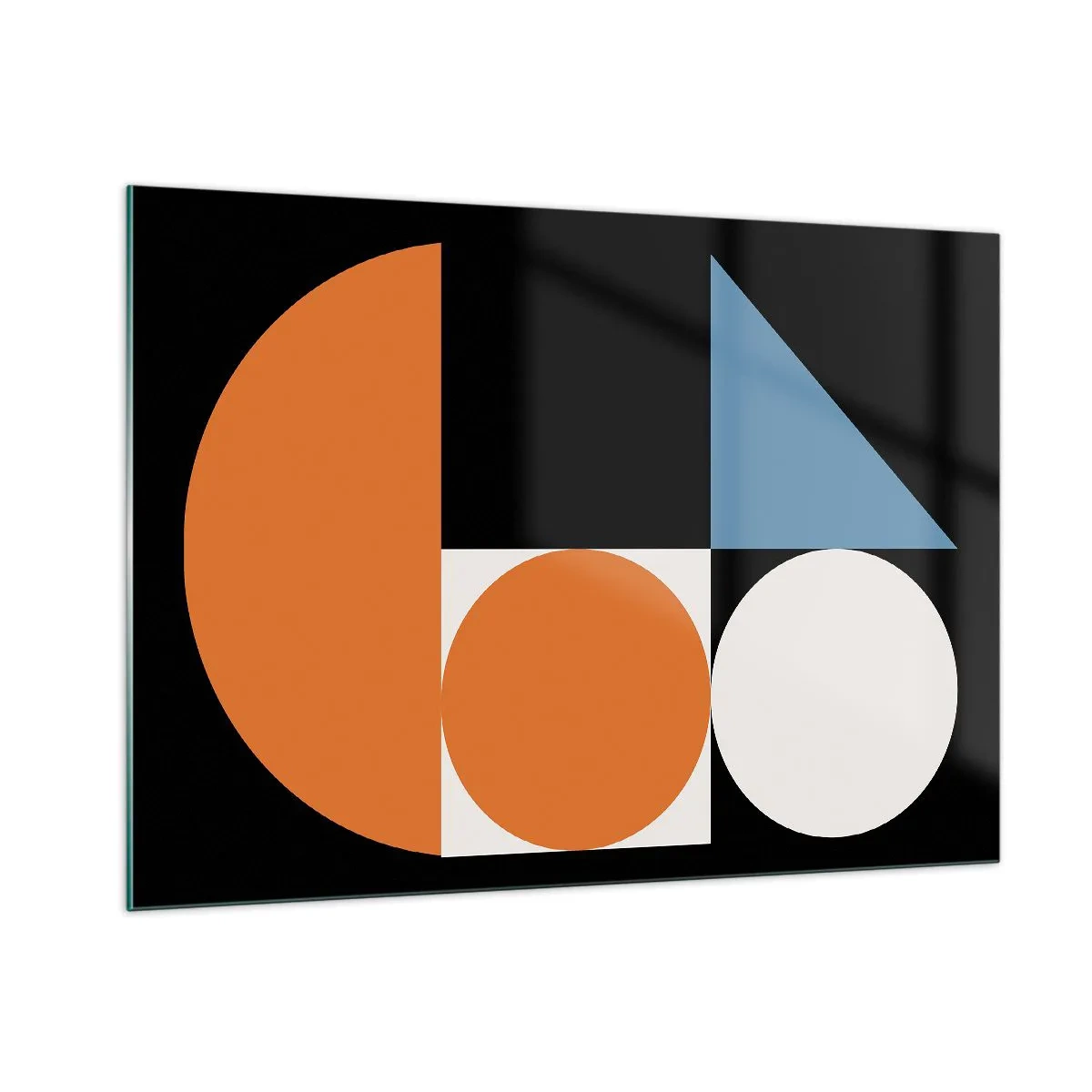 Glasbild - Bild auf glas - Geometrische Figuren in abstrakter Anordnung - 100x70cm - Bebilderte Anordnung - Moderne Wanddekoration für Wohnzimmer und Schlafzimmer ARTTOR