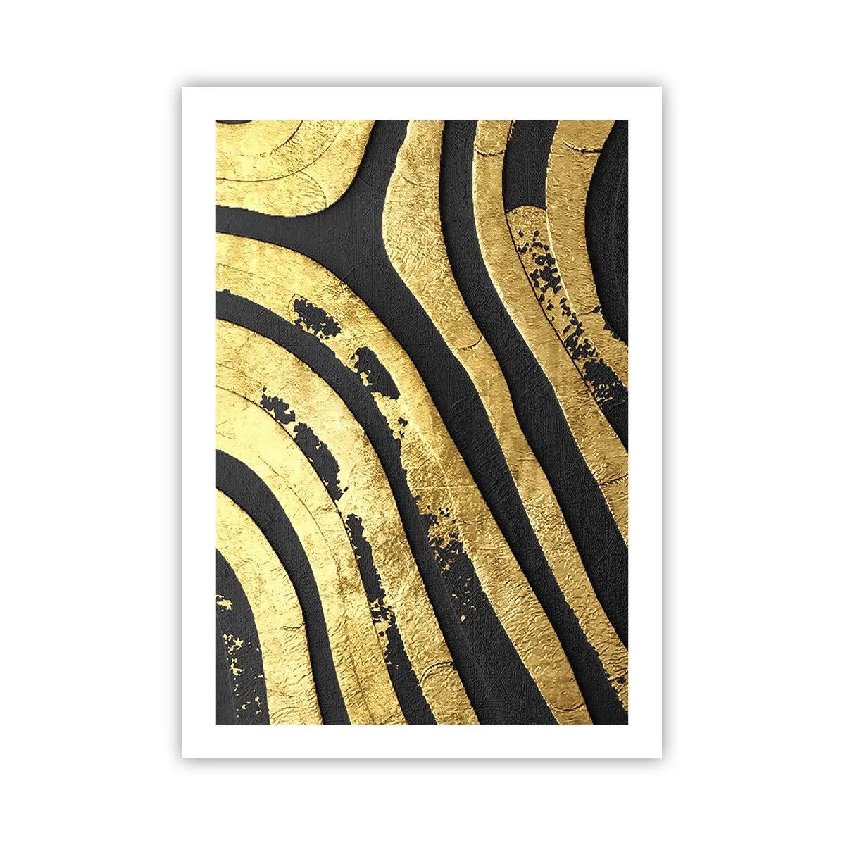 Poster - Goldene Linien auf dunklem Hintergrund - 50x70cm - Alles fließt - Moderne Wanddekoration für Wohnzimmer und Schlafzimmer ARTTOR