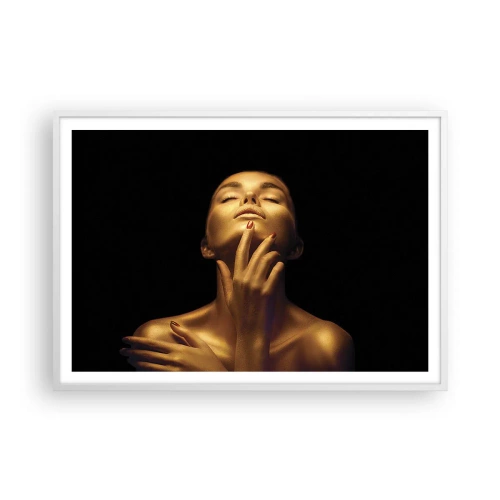 Poster in einem weißen Rahmen - Wie goldene Seide - 100x70 cm