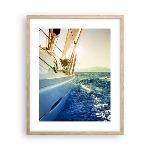 Poster in einem Rahmen aus heller Eiche - Auf ins Abenteuer - 40x50 cm