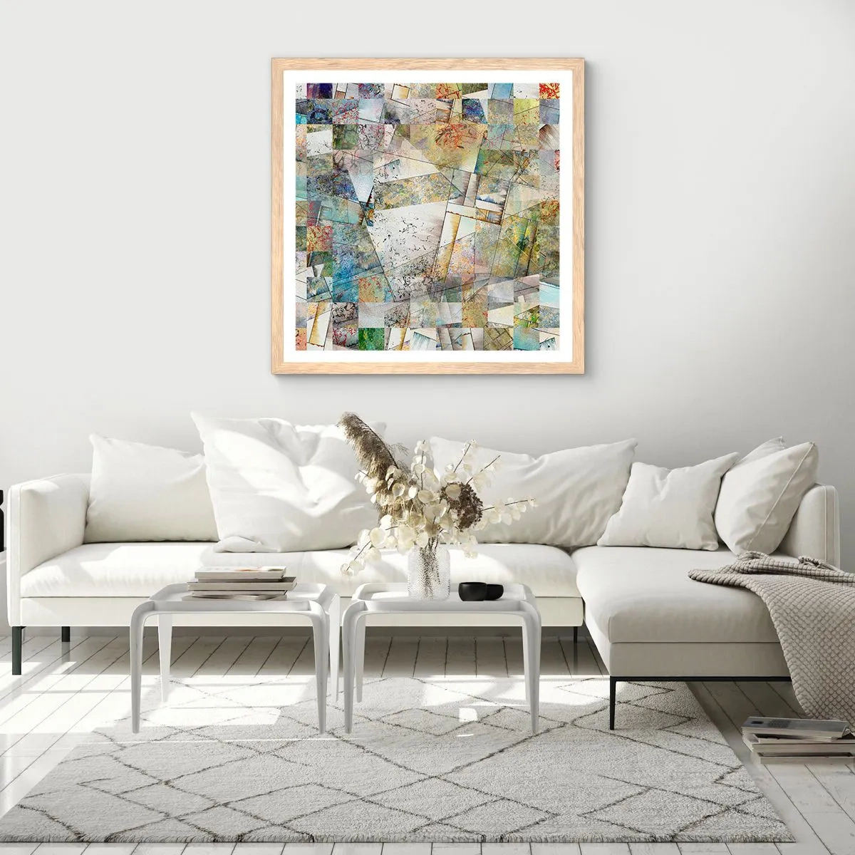 Poster in einem Rahmen aus heller Eiche - Geometrische Mischung - 30x30 cm