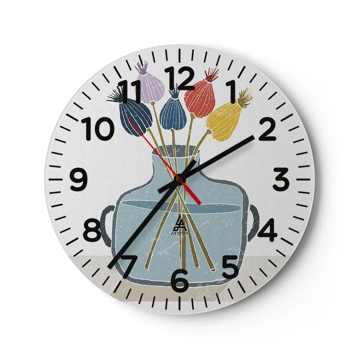 Wanduhr - Glasuhr - Es ist mucksmäuschenstill - 30x30 cm