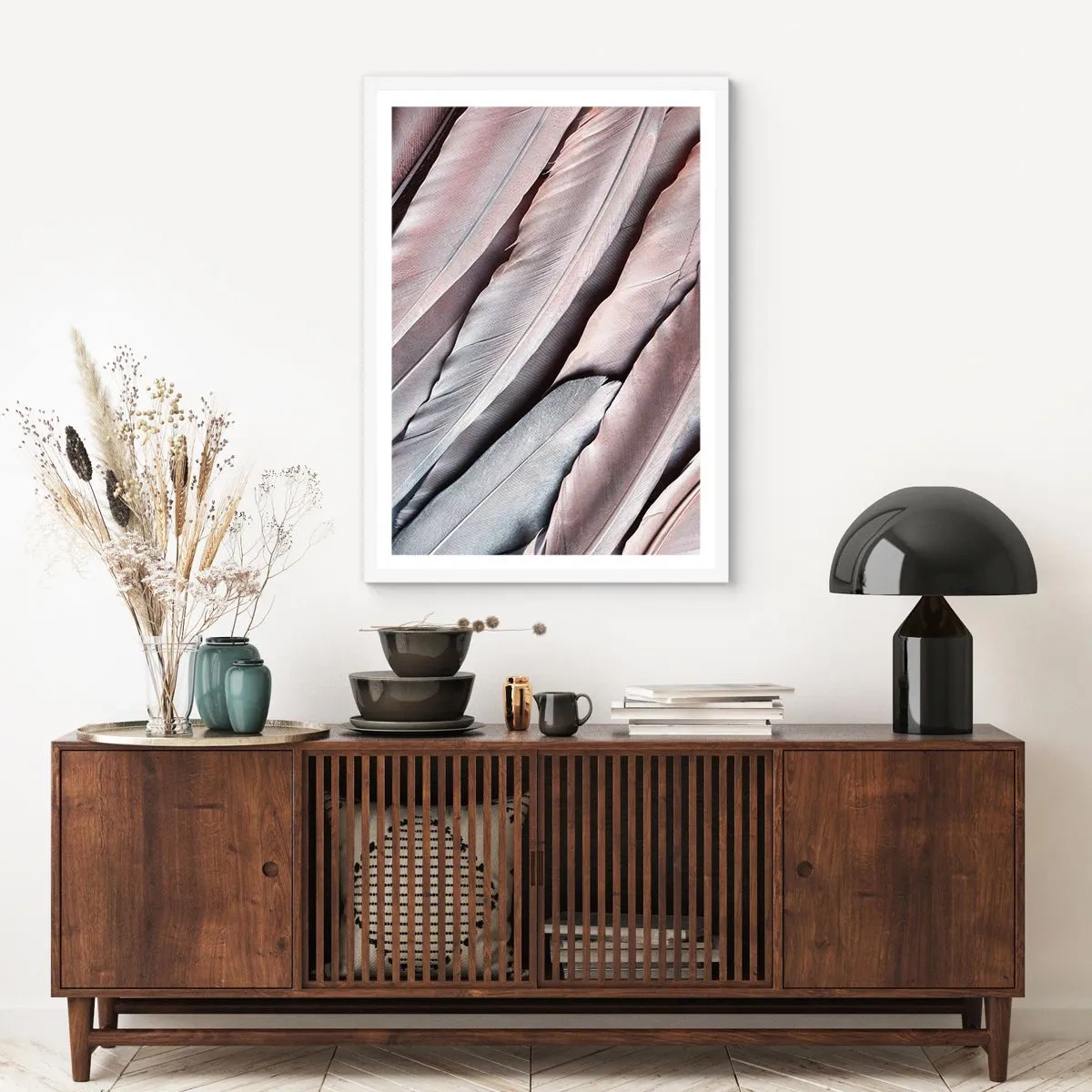 Poster in einem weißen Rahmen - In rosa Silber - 30x40 cm