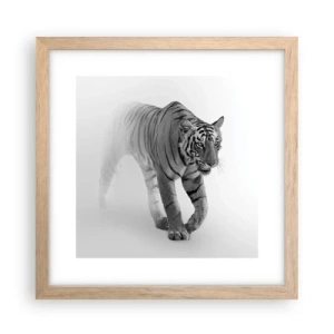 Poster in einem Rahmen aus heller Eiche - Im Nebel gelauert - 30x30 cm