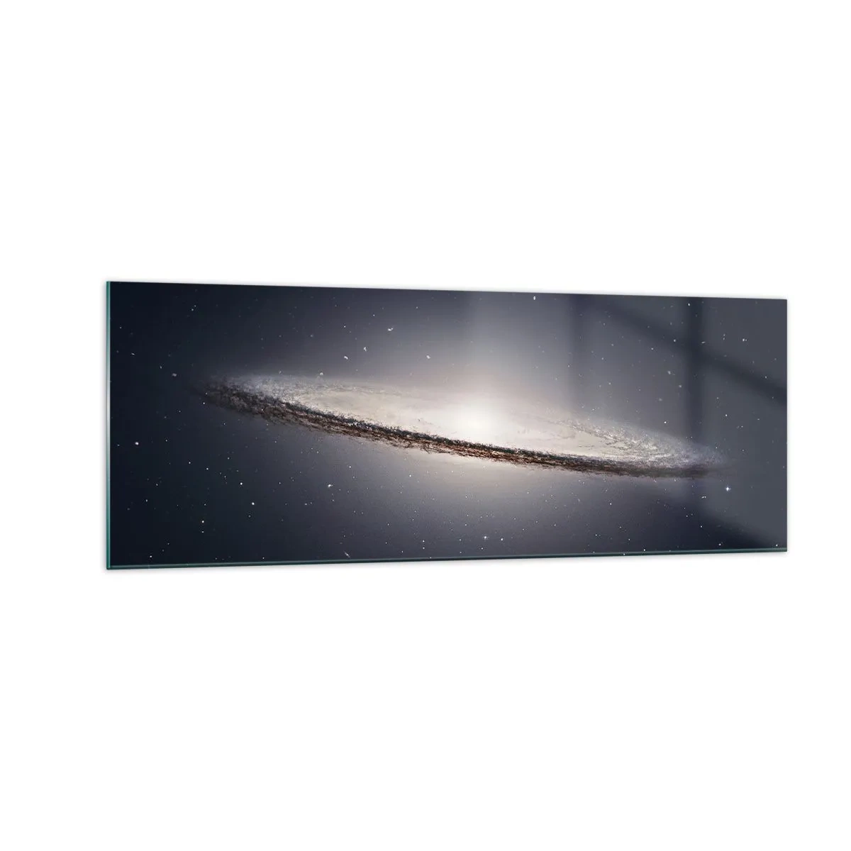 Glasbild - Bild auf glas - Eine Spiralgalaxie vor dem Hintergrund des Sternenraums - 140x50cm - Vor langer Zeit in einer weit entfernten Galaxie ... - Moderne Wanddekoration für Wohnzimmer und Schlafzimmer ARTTOR