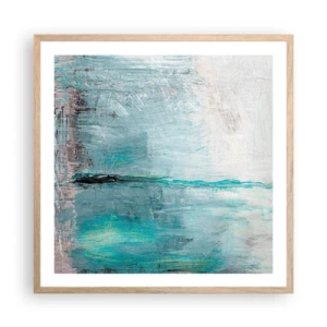 Poster in einem Rahmen aus heller Eiche - Horizontal in Blau - 60x60 cm