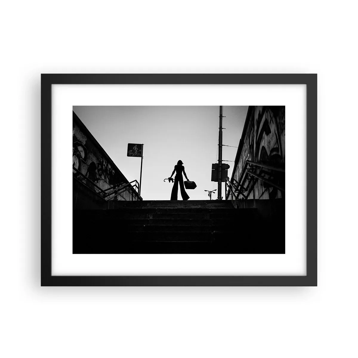 Poster in einem schwarzem Rahmen - Städtisches Wandern - 40x30 cm