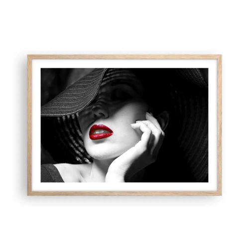 Poster in einem Rahmen aus heller Eiche - Eine Studie in Scharlachrot - 70x50 cm