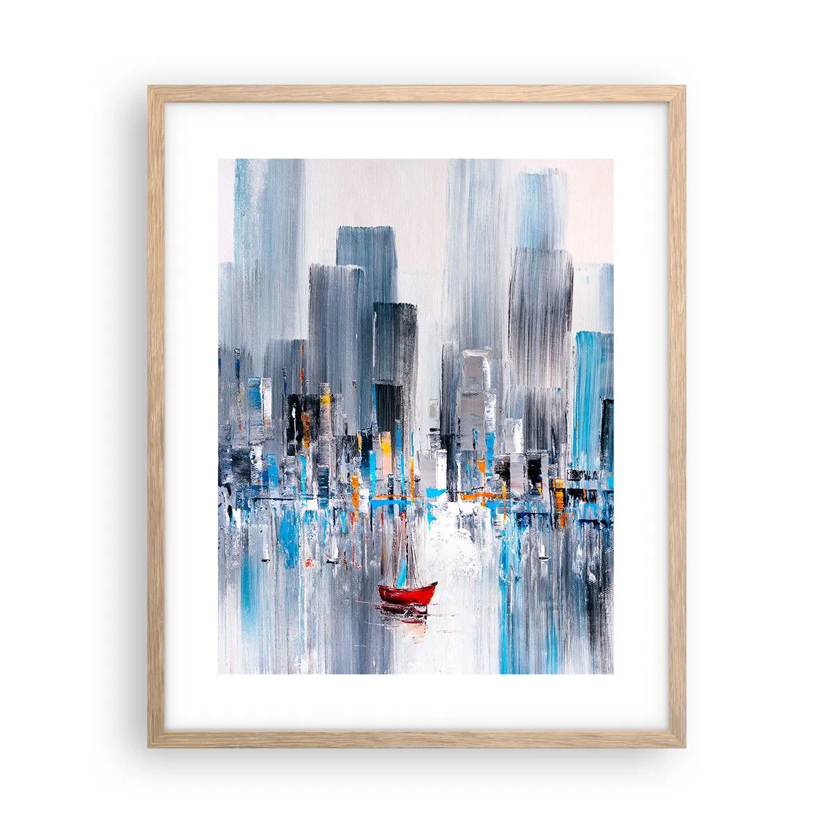 Poster in einem Rahmen aus heller Eiche - Metropole an der Bucht - 40x50 cm