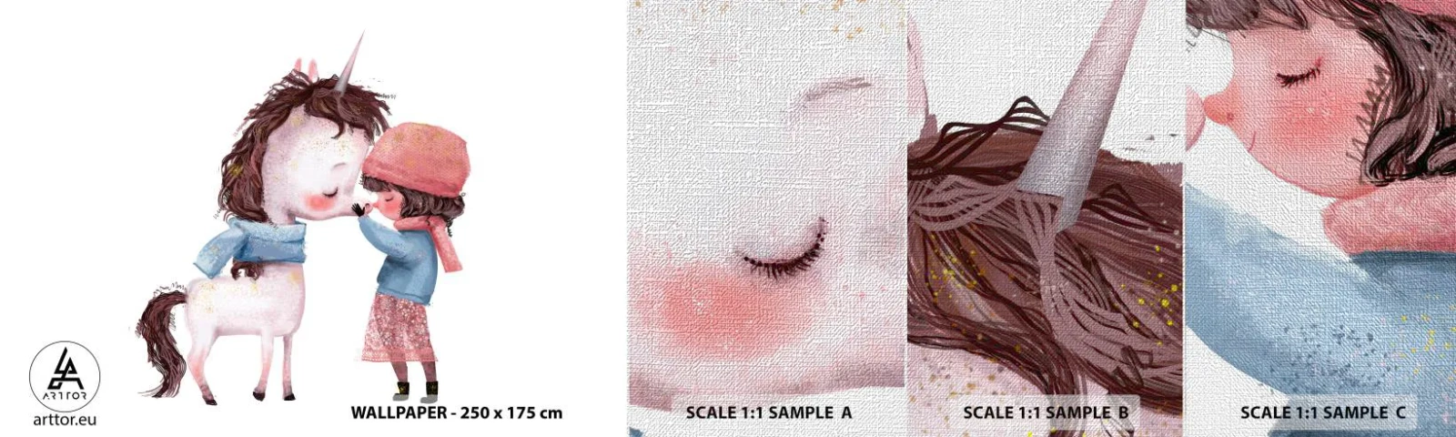 Fototapeten Muster Premium Canvas - Ein Wintermärchen - Für Kinder, Einhorn, Mädchen - 100x30 cm