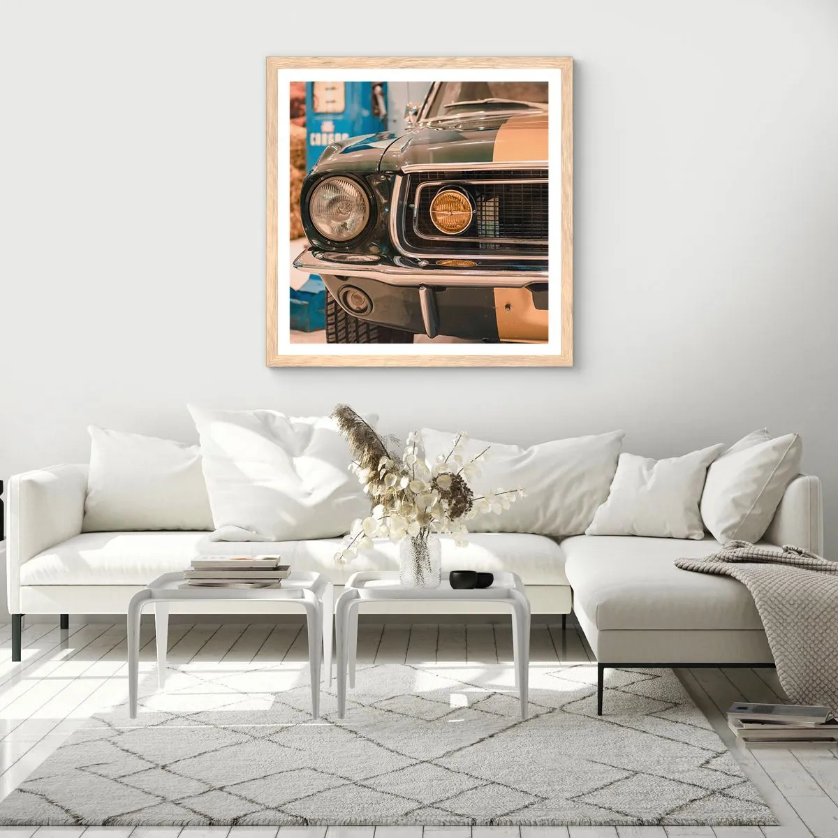 Poster in einem Rahmen aus heller Eiche - Treffen mit einer Legende - 30x30 cm