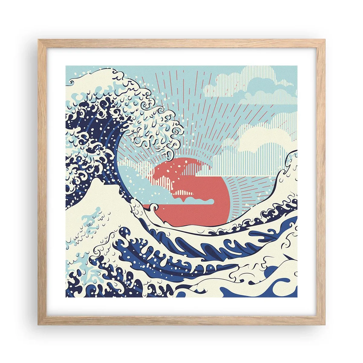 Poster in einem Rahmen aus heller Eiche - Von japanischer Inspiration - 50x50 cm