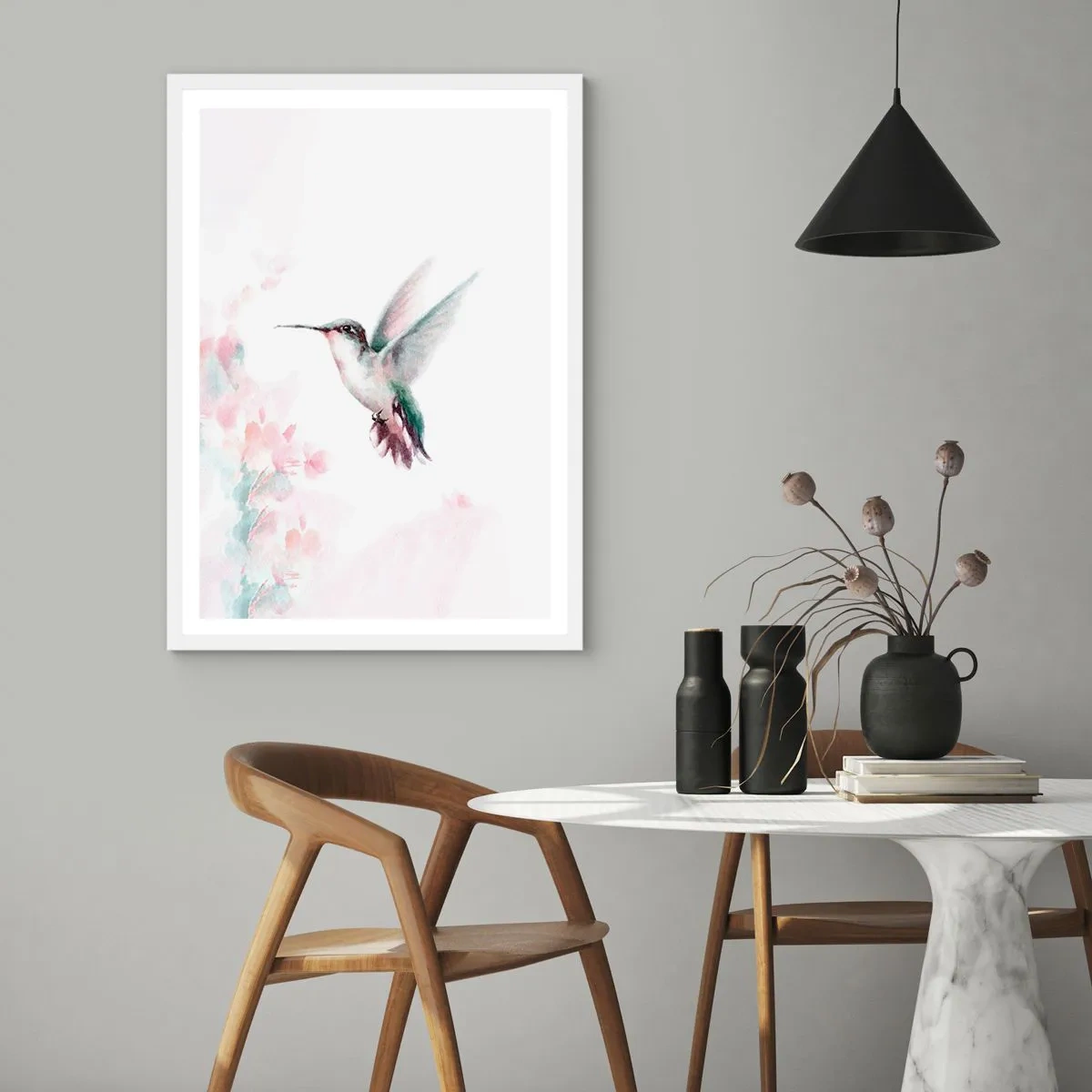 Poster in einem weißen Rahmen - Im Flattern gehalten - 70x100 cm