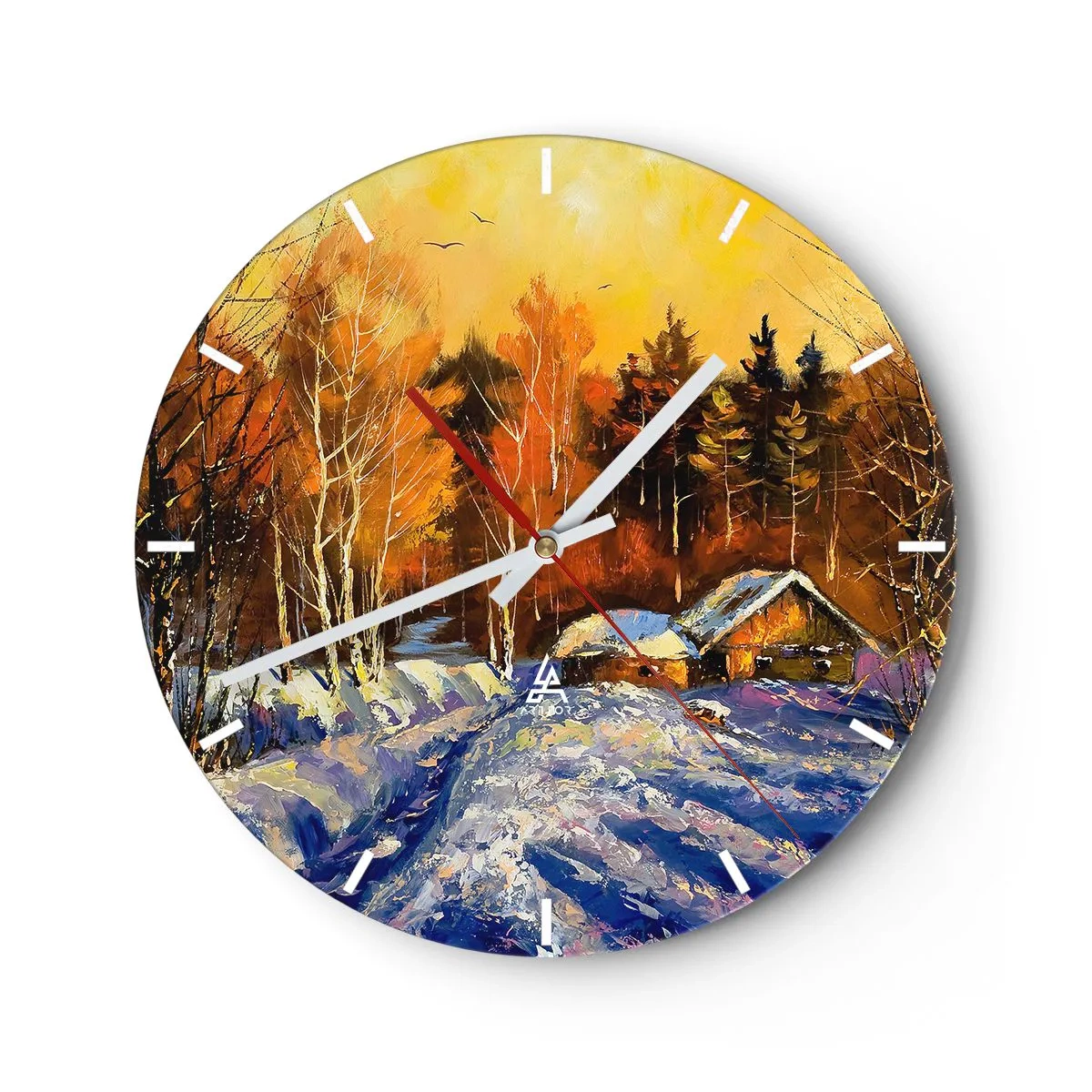 Wanduhr - Glasuhr - Wintereindruck in der Sonne - 40x40 cm