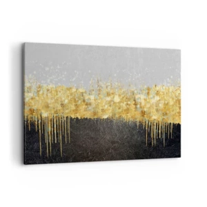 Bild auf Leinwand - Leinwandbild - Abstrakte Komposition in Gold- und Schwarztönen - 120x80cm - Nach innen und nach oben - Moderne Wanddekoration für Wohnzimmer und Schlafzimmer ARTTOR