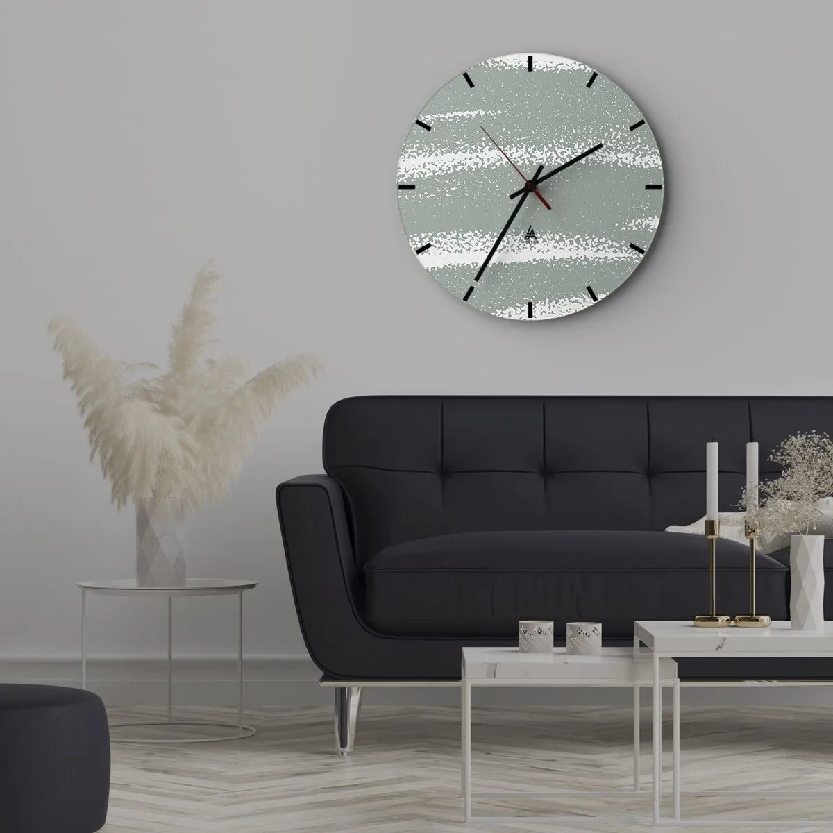 Wanduhr - Glasuhr - Abstraktion im Winterklima - 40x40 cm